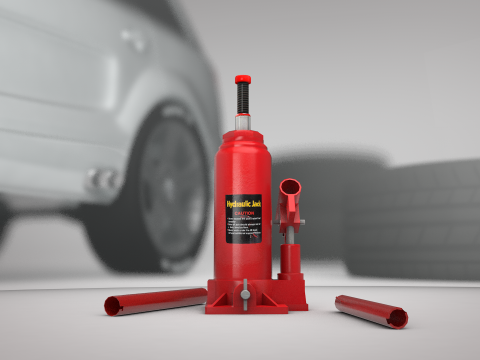 Hydraulic Jack Red 3D Model