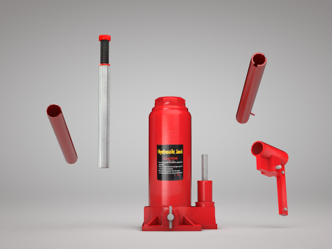 Hydraulic Jack Red 3Dモデル