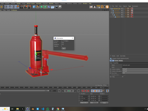 Hydraulic Jack Red 3Dモデル