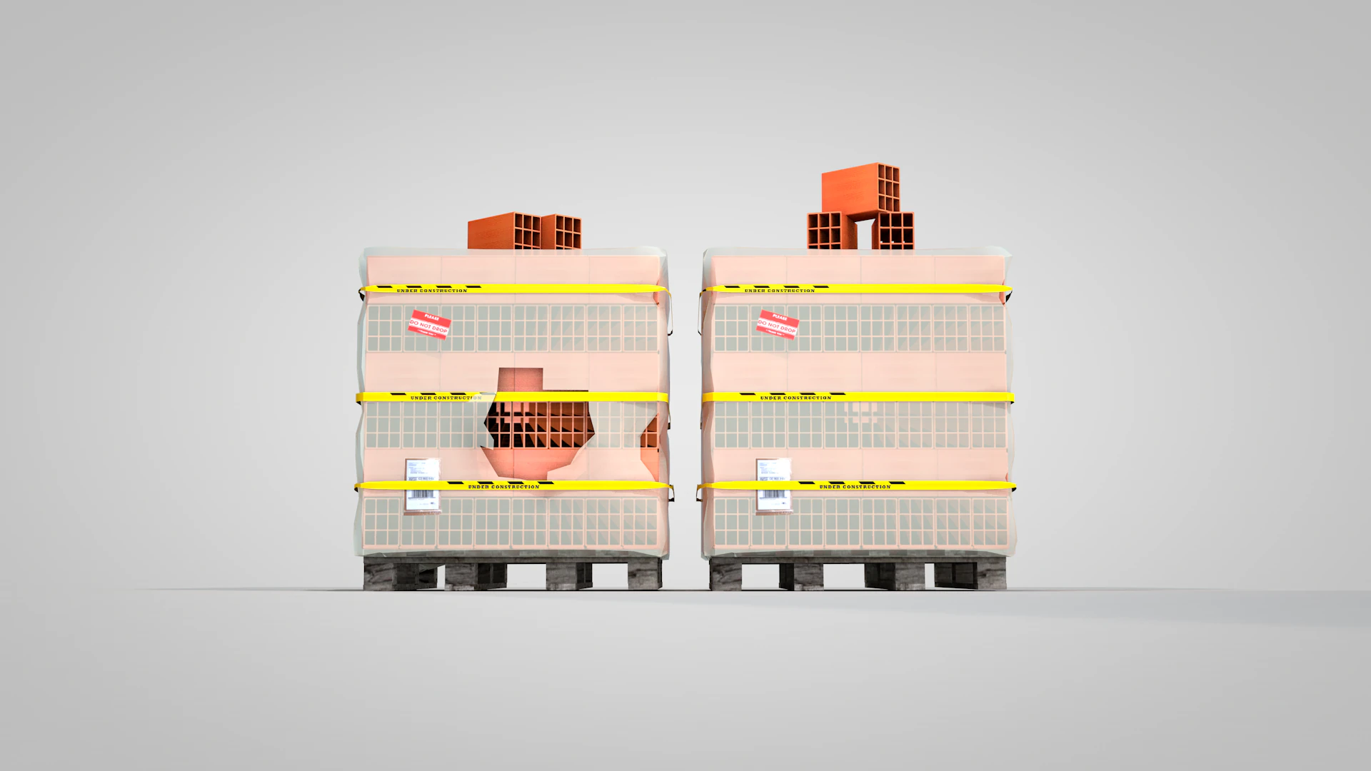 Brick stack - 9 holes 3D Model .c4d .max .obj .3ds .fbx .stl .blend 