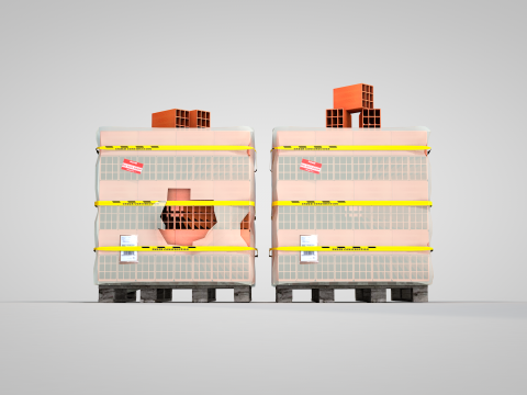 Stack of Packed Bricks 3D Model