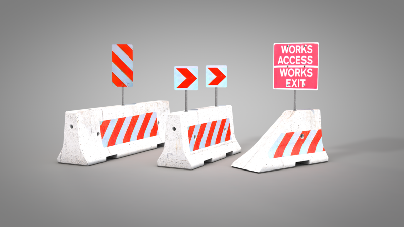 Concrete Road Barrier Modello 3D .c4d .max .obj .3ds .fbx .stl .blend