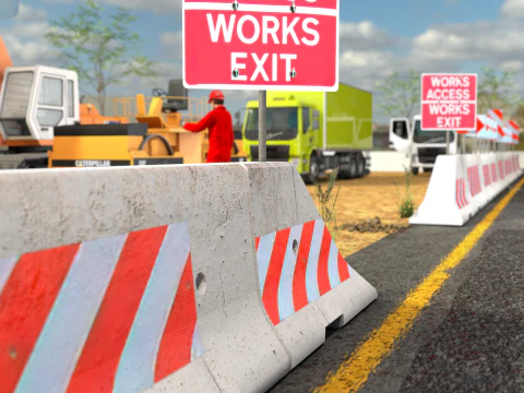 Concrete Road Barrier 3D Model