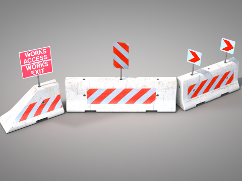 Concrete Road Barrier Modello 3D