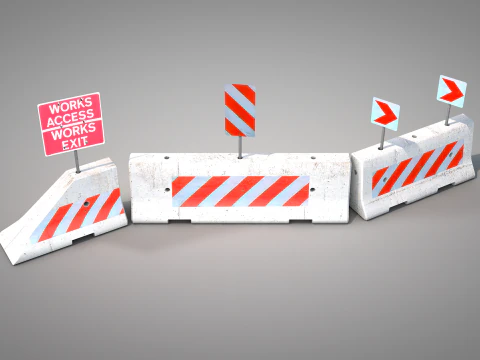Concrete Road Barrier 3D Model