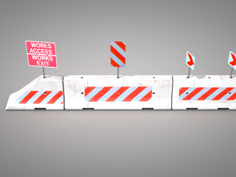Concrete Road Barrier Modello 3D