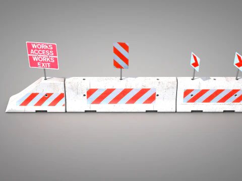 Concrete Road Barrier 3D Model