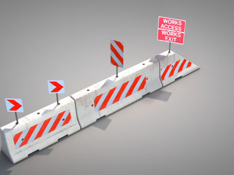 Concrete Road Barrier Modello 3D