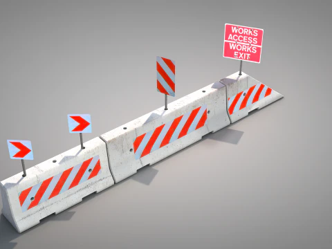 Concrete Road Barrier 3D Model