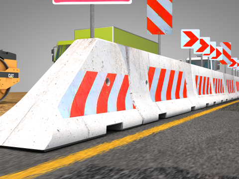 Concrete Road Barrier Modello 3D