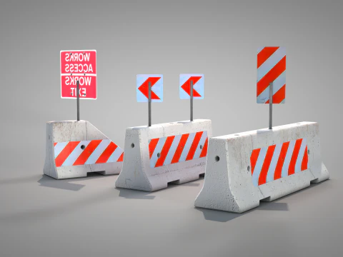 Concrete Road Barrier 3D Model