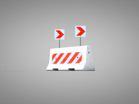 Concrete Road Barrier 3D Model