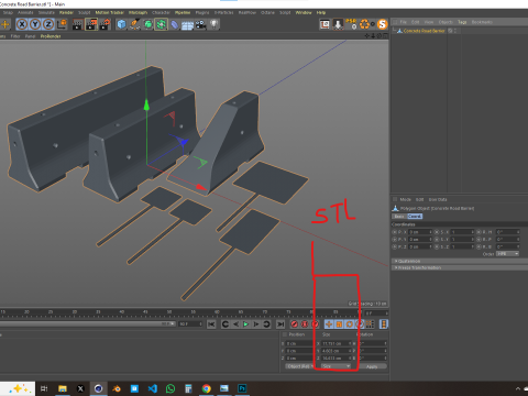 Concrete Road Barrier Modello 3D