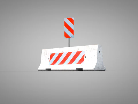 Concrete Road Barrier 3D Model