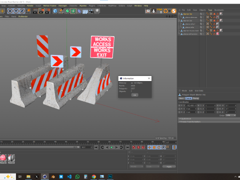 Concrete Road Barrier Modello 3D