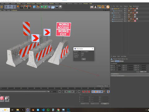 Concrete Road Barrier 3D Model