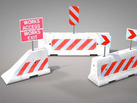 Concrete Road Barrier Modello 3D