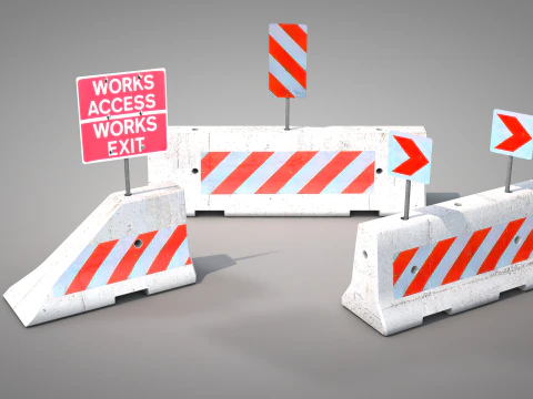 Concrete Road Barrier 3D Model