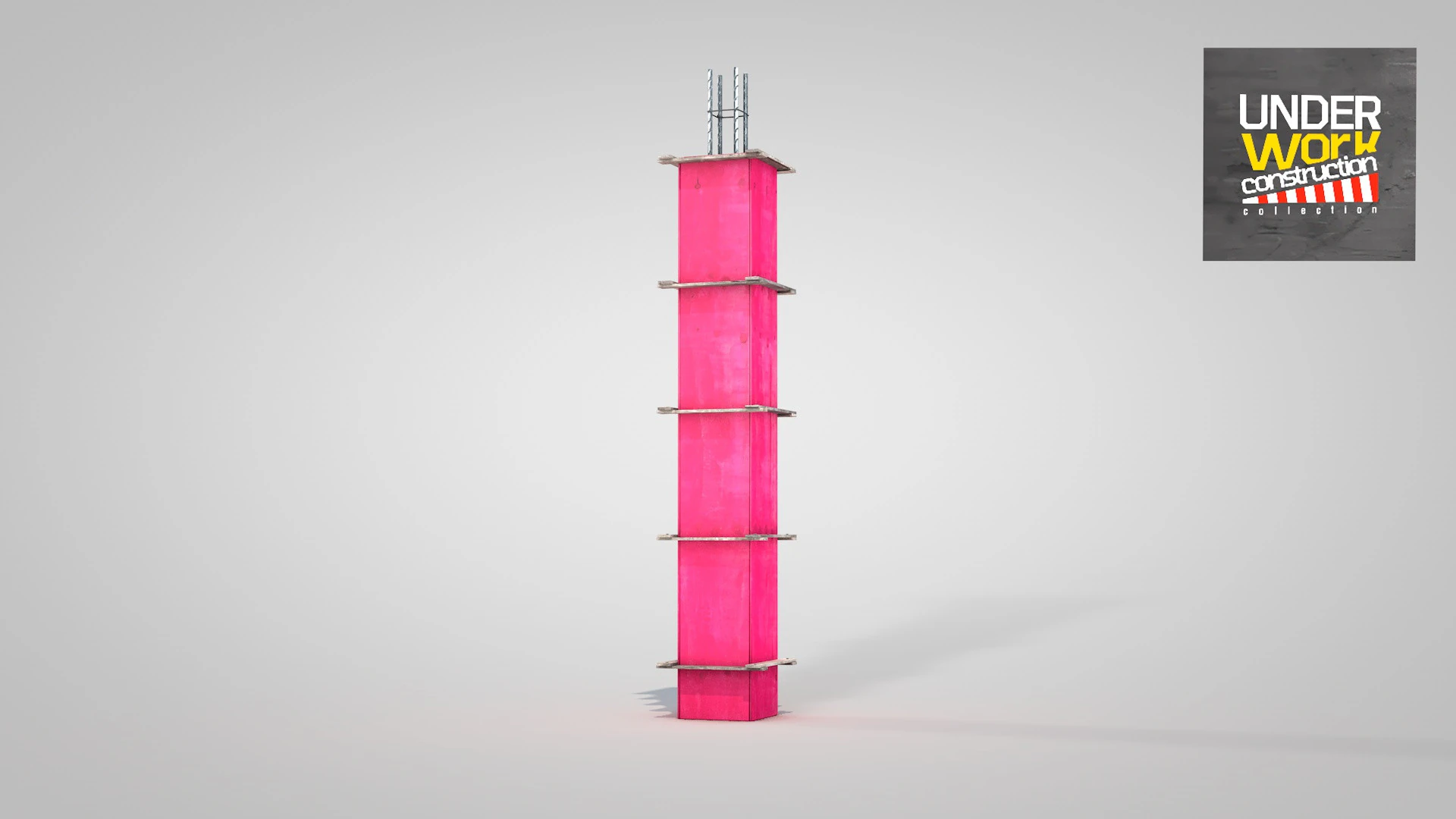 Reinforced Concrete Pillar 3D Model .c4d .max .obj .3ds .fbx .stl .blend 