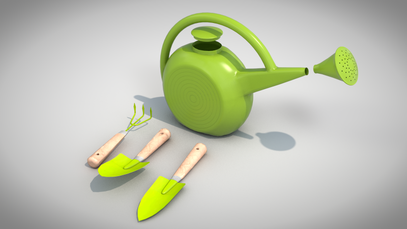 Garden Tools Set 3D Model .c4d .max .obj .3ds .fbx .stl .blend