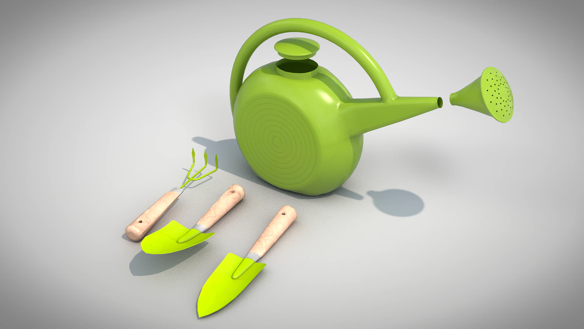 Garden Tools Set 3D Model .c4d .max .obj .3ds .fbx .stl .blend 