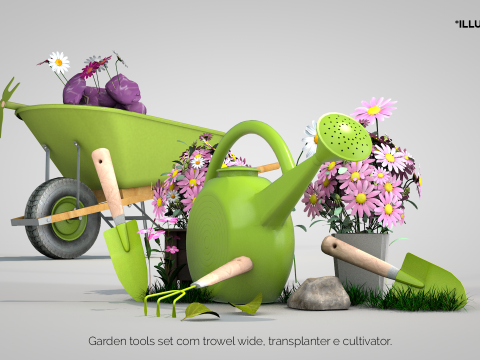 Garden Tools Set 3D Model