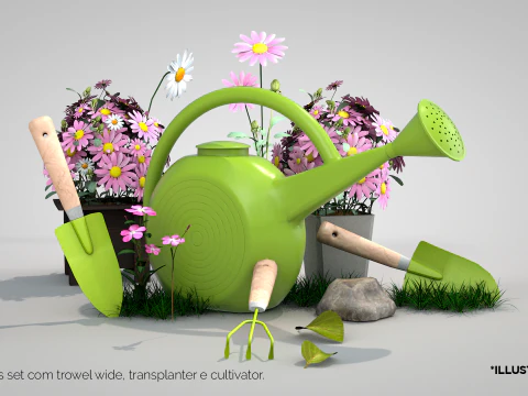 Garden Tools Set 3D Model