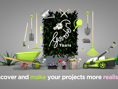 Garden Tools Set 3D मॉडल