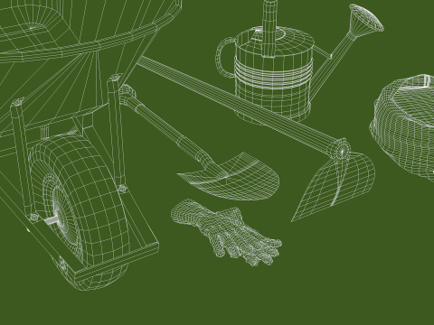 Garden tool set - classic Model 3D