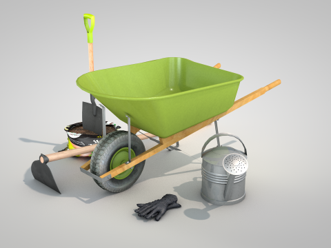 Garden tool set - classic Model 3D