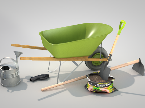 Garden tool set - classic Model 3D