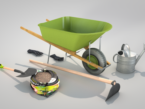 Garden tool set - classic Model 3D