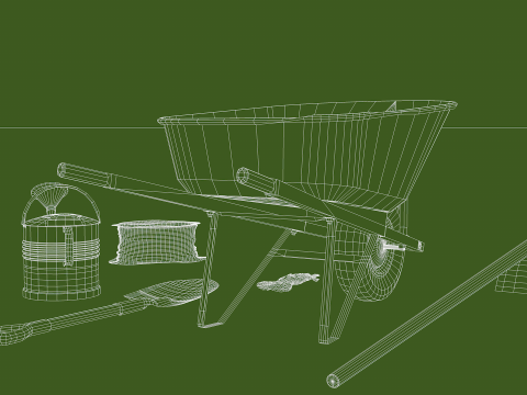Garden tool set - classic Model 3D