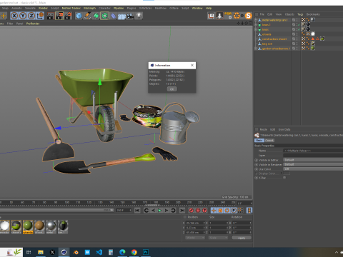 Garden tool set - classic Model 3D