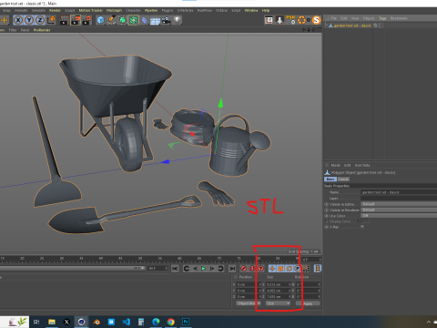 Garden tool set - classic Model 3D