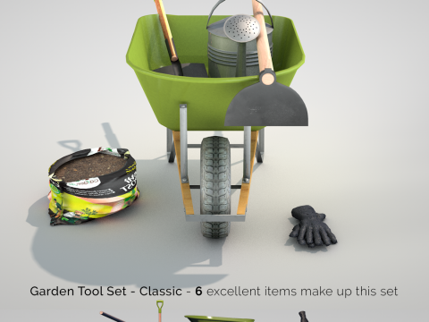 Garden tool set - classic Model 3D