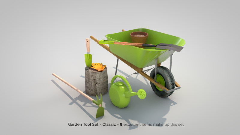Garden Tool Set - Flower Model 3D .c4d .max .obj .3ds .fbx .stl .blend