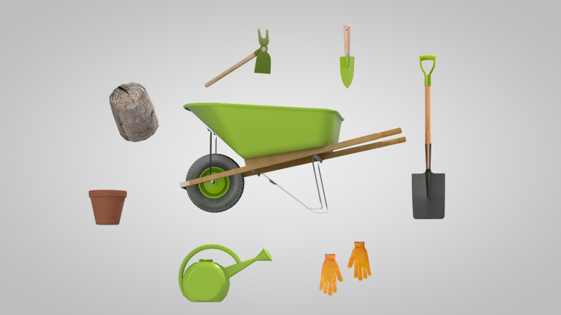Garden Tool Set - Flower Model 3D .c4d .max .obj .3ds .fbx .stl .blend