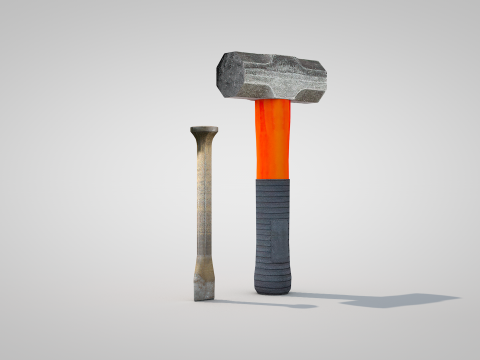 Construction Tools - Sledgehammer and Chisel 3Dモデル