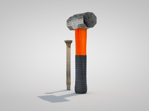Construction Tools - Sledgehammer and Chisel 3Dモデル