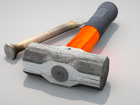Construction Tools - Sledgehammer and Chisel 3Dモデル