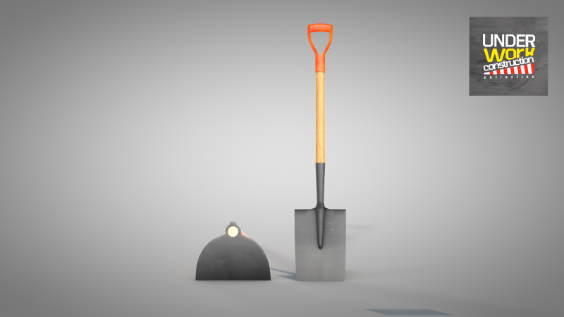 Construction - Hoe and Shovel 3D Model .c4d .max .obj .3ds .fbx .stl .blend