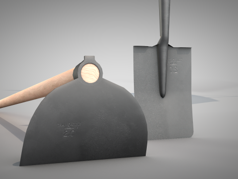 Construction - Hoe and Shovel 3D Model