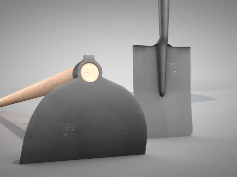 Construction - Hoe and Shovel 3D Model