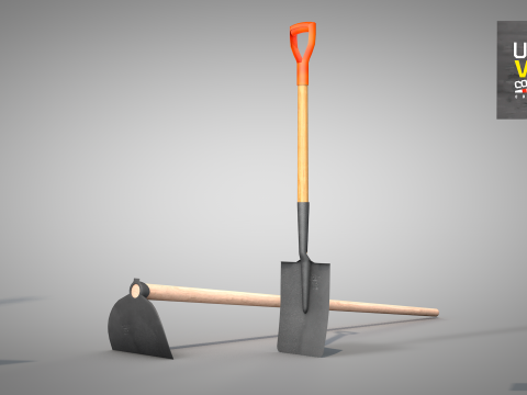 Construction - Hoe and Shovel 3D Model