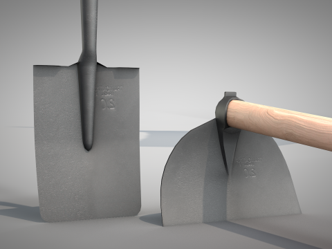 Construction - Hoe and Shovel 3D Model