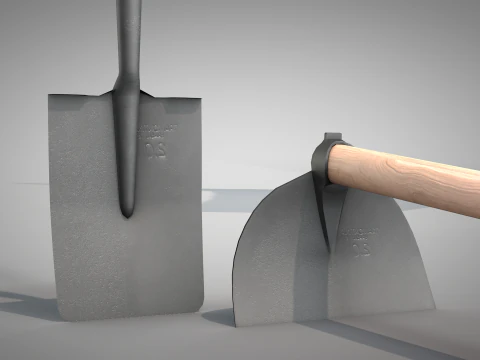 Construction - Hoe and Shovel 3D Model