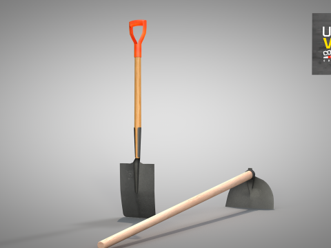 Construction - Hoe and Shovel 3D Model