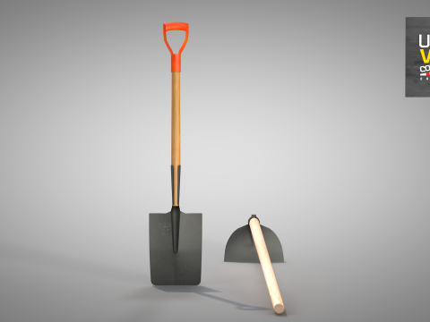 Construction - Hoe and Shovel 3D Model