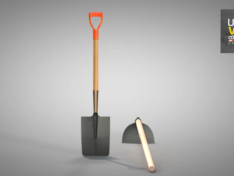 Construction - Hoe and Shovel 3D Model